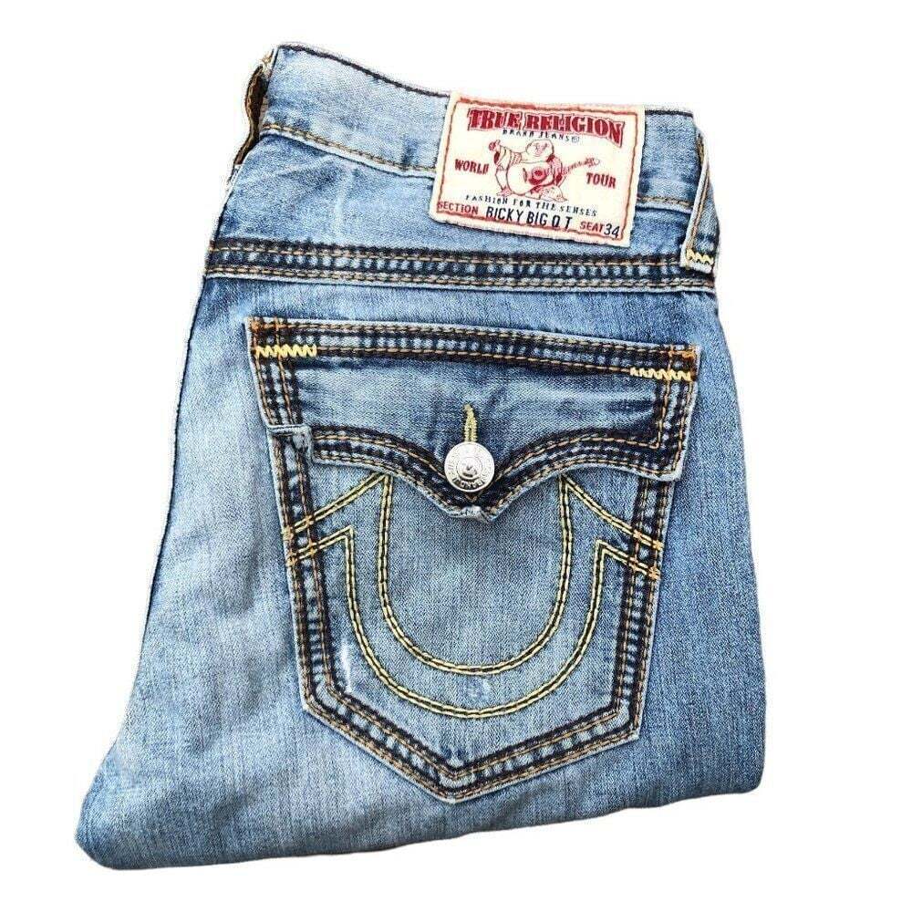 Vintage True Religion Jeans Size 34 RICKY BIG QT Blue